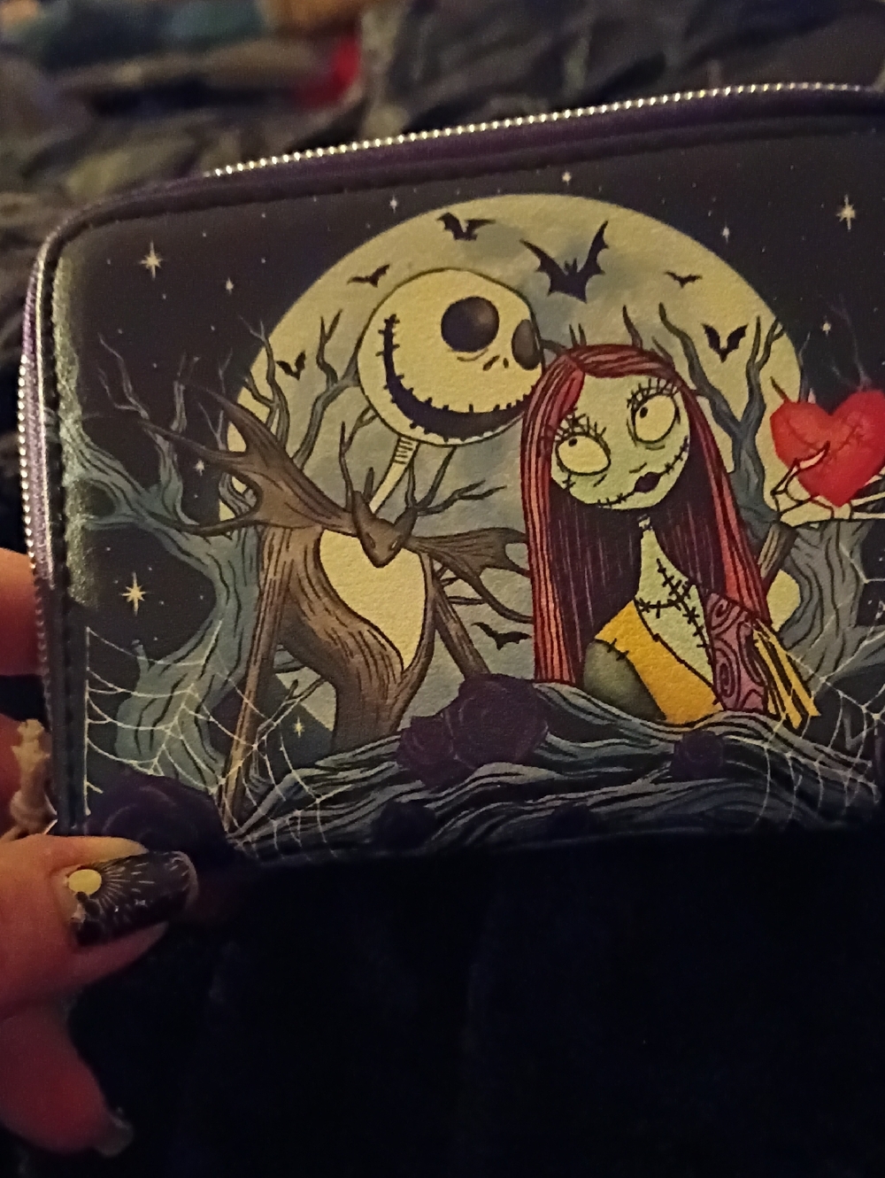 Loungefly Purple Nightmare Before Christmas Zip Wallet with Character Art